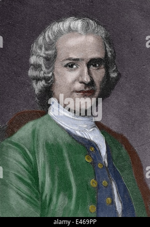 Rousseau, Jean-Jacques (1712 - 1778). Philosophe, auteur et compositeur du XVIII siècle des Lumières. La gravure, la couleur. Banque D'Images