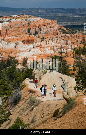 Tropic, Utah - Les Randonneurs sur la Queens Garden Trail dans le Parc National de Bryce Canyon. Banque D'Images