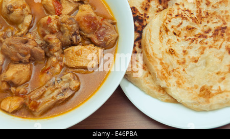 Le poulet curry balti Paratha Placez avec Banque D'Images