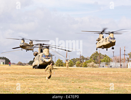 Trois hélicoptères Chinook de l'armée américaine landing Banque D'Images