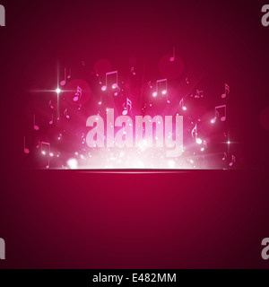 Notes de musique explosion de feux et d'arrière-plan flou Banque D'Images