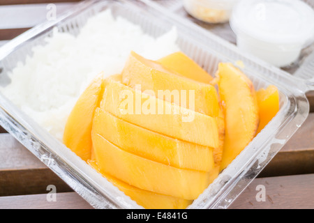 Close up dessert fort doux de mangue et riz gluant, stock photo Banque D'Images