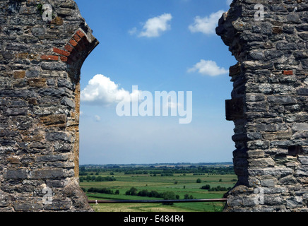 Somerset Levels vu de Burrow Mump à l'été 2014 - an après les inondations, Angleterre Banque D'Images