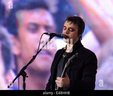 London, UK, 05/07/2014 : les libertins jouer British Summertime Hyde Park. Les personnes sur la photo : Pete Doherty. Photo par Julie Edwards Banque D'Images