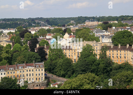 Le village de Clifton suburb vu de la tour Cabot, Brandon Hill Park, Bristol, Angleterre, Grande-Bretagne, Royaume-Uni, UK, Europe Banque D'Images