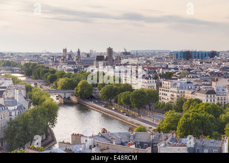 En regardant la Seine et les toits de Paris, France. Banque D'Images