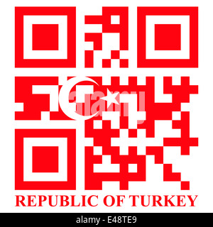 La Turquie drapeau code QR, vector Banque D'Images