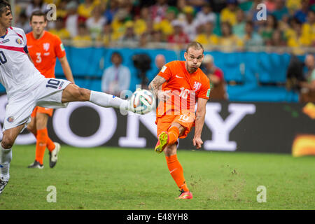 Salvador, Brésil. 5 juillet, 2014. Wesley Sneijder (NED) Football/soccer Coupe du Monde : Brésil 2014 Quart de finale match entre les Pays-Bas 0(4-3)0 Costa Rica à Arena stade Fonte Nova dans Salvador, Brésil . Credit : Maurizio Borsari/AFLO/Alamy Live News Banque D'Images