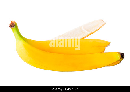 Peau de banane vide sur fond blanc Banque D'Images