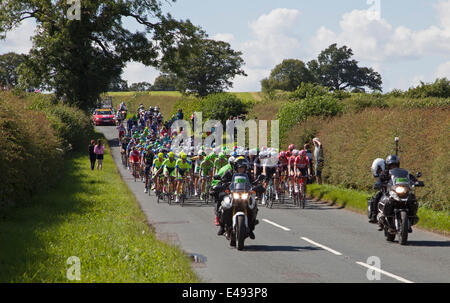 West Tanfield, UK. 05 juillet, 2014. Le Tour de France approche Pelaton West Tanfield, N Yorkshire Crédit : Paul Shawcross/Alamy Live News Banque D'Images