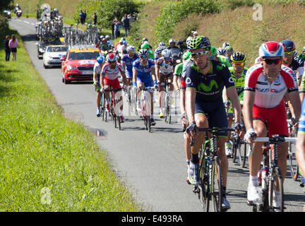 West Tanfield, UK. 05 juillet, 2014. Le Tour de France approche Pelaton West Tanfield, N Yorkshire Crédit : Paul Shawcross/Alamy Live News Banque D'Images