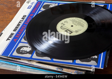 Vinyles records, The Beatles vinyle Hard Days Night Banque D'Images