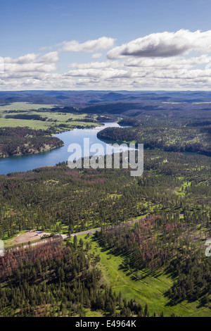 Vue aérienne de Pactola Lake dans les Black Hills du Dakota du Sud Banque D'Images