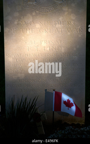 BEAUMONT HAMEL,FRANCE-SOMME-Terre-Neuve-PARC une pierre tombale POUR DEUX SOLDATS DE LA GRANDE GUERRE. PHOTO:JONATHAN EASTLAND/AJAX. Banque D'Images