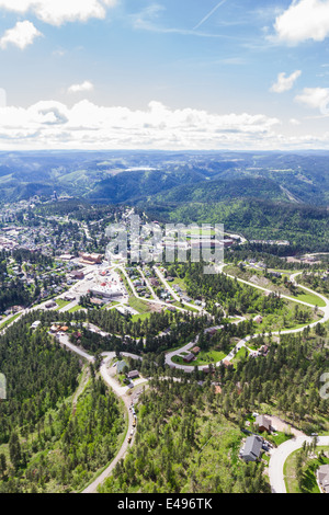 Vue aérienne de la ville de plomb dans le Dakota du Sud tôt le matin Banque D'Images