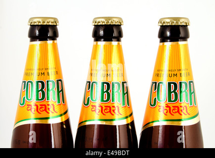 Trois bouteilles de bière Cobra Banque D'Images