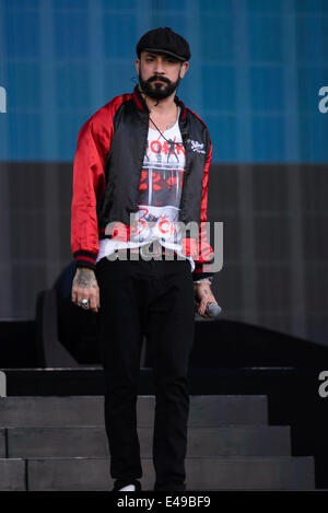 London, UK, 06/07/2014 : Les Backstreet Boys jouer British Summertime Hyde Park. Les personnes sur la photo : A. J. McLean. Photo par Julie Edwards Banque D'Images