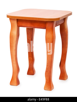 Tabouret en bois sur fond blanc Banque D'Images