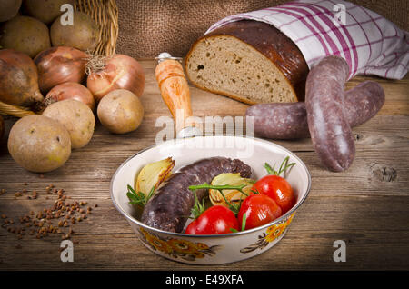 Krupniok boudin traditionnel dans la cuisine polonaise Banque D'Images