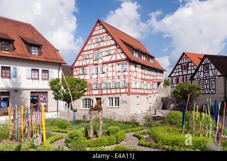 Maison bois, vieille ville, Nissaki, région Hohenlohe, Baden Wurtemberg, Allemagne, Europe Banque D'Images