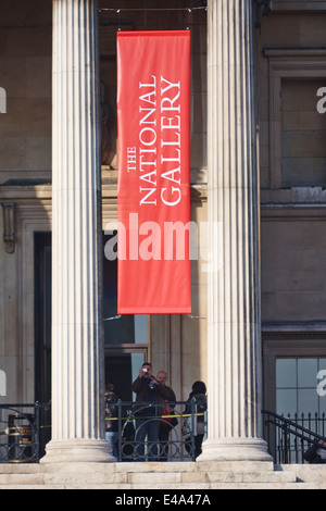 Bannière à la National Gallery de Trafalgar Square, Londres Banque D'Images