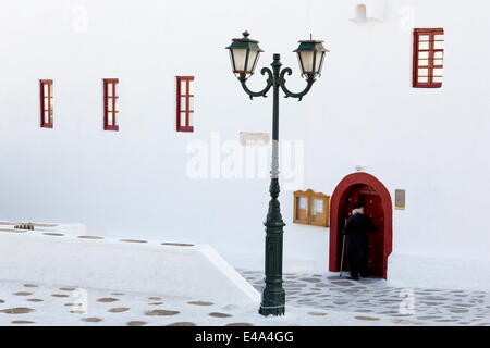 Monastère d'Ano Mera, l'île de Mykonos, Cyclades, îles grecques, Grèce, Europe Banque D'Images