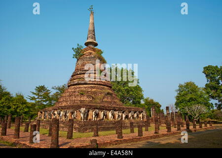 Wat Chang Lom, Parc historique de Sukhothaï, UNESCO World Heritage Site, Sukhothai, Thaïlande, Asie du Sud, Asie