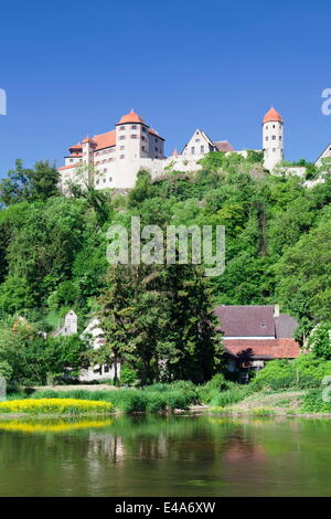 Harburg Château à Wornitz River, Harburg, Route Romantique, Allgaeu Bayerisch souabe, Bavière, Allemagne, Europe Banque D'Images