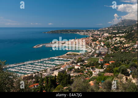 Menton et Cap Martin, Provence-Alpes-Côte d'Azur, d'Azur, France, Europe, Méditerranée Banque D'Images