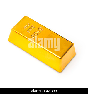 Barre d'or de 200 grammes lingot ou isolé sur un fond blanc studio. Banque D'Images