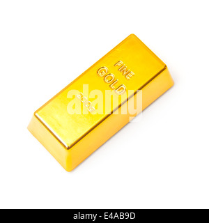 Barre d'or de 200 grammes lingot ou isolé sur un fond blanc studio. Banque D'Images