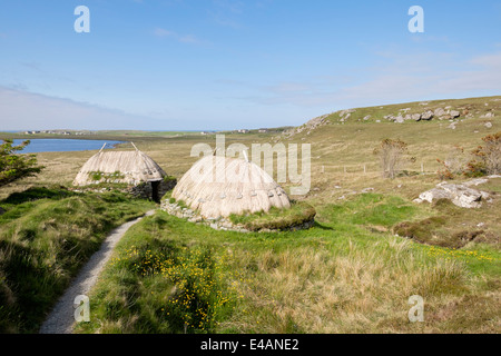 Chemin de fer reconstruit Shawbost scandinaves de l'âge et de l'usine site du four sur la côte ouest. Siabost Isle Of Lewis Outer Hebrides Scotland UK Banque D'Images