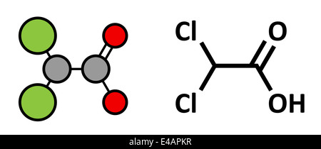 L'acide dichloroacétique (DCA). Sels dichloroacétate inhibent l'enzyme kinase pyruvate déshydrogénase. Banque D'Images