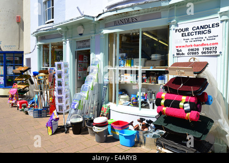 Poignées en fourche magasin quincaillerie, Regent Street, Teignmouth, Teignbridge District, Devon, Angleterre, Royaume-Uni Banque D'Images