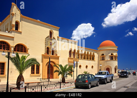 L'un des bâtiments (résidence) de la période 'Italien' , la ville de Pothia, Kalymnos, Dodecanese, en Grèce. Banque D'Images