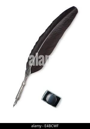 Feather quill et inkwell Banque D'Images