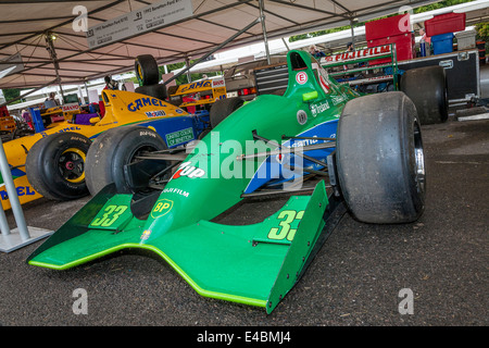 1991 Jordan-Ford 191 F1 voiture dans le paddock au Goodwood Festival of Speed 2014, Sussex, UK. Banque D'Images