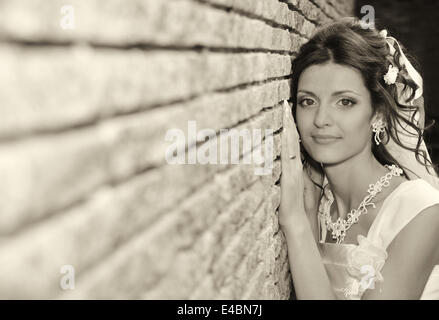 La mariée à un mur Banque D'Images