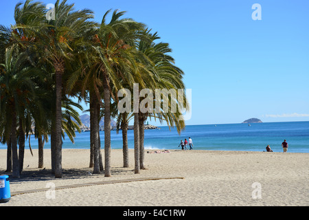 La Platja Centre (plage centrale), Villajoyosa (La Vila Joiosa), Costa Blanca, Alicante Province, Royaume d'Espagne Banque D'Images