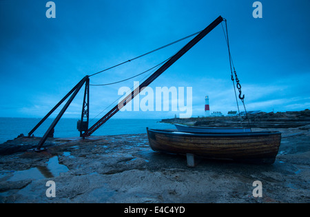 Moody matin à Portland Bill dans le Dorset, Angleterre, Royaume-Uni Banque D'Images