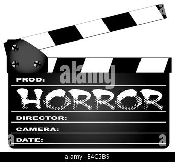 Un film typique meissen avec la légende horreur isolé sur blanc. Banque D'Images