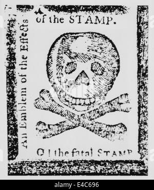 'O ! La fatale Stamp, emblème de la effets de l' époque coloniale, timbre Réponse à la Stamp Act, publié dans New York Journal, 1765 Banque D'Images