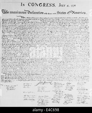 Déclaration d'indépendance, USA, 1776 Banque D'Images