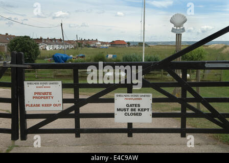 Shellness Domaine Privé, près de Leysdown. Isle of Sheppey Kent UK. HOMER SYKES Banque D'Images