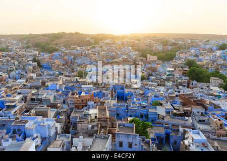 Coucher de soleil sur Jodhpur, India's Blue City, Jodhpur, Rajasthan, India Banque D'Images