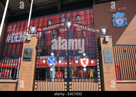 Paisley, passerelle au fameux Kop à Anfield, Stade de Football, Liverpool, nord-ouest de l'Angleterre, Royaume-Uni Banque D'Images