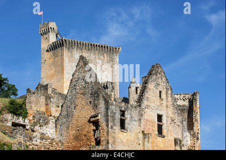 Donjon du Château de Commarque, château médiéval de Les Eyzies-de-Côle, Dordogne, Aquitaine, France Banque D'Images