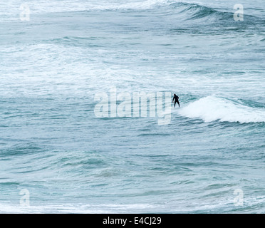 Surfer au White Rocks Strand Portrush le comté d'Antrim en Irlande du Nord Banque D'Images