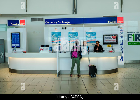 Bureau de change à l'aéroport international de Brisbane Banque D'Images