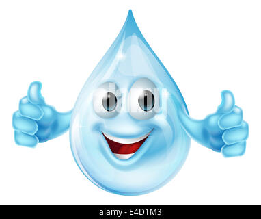 Une illustration d'une goutte d'eau cartoon mascot character donnant un coup de pouce Banque D'Images